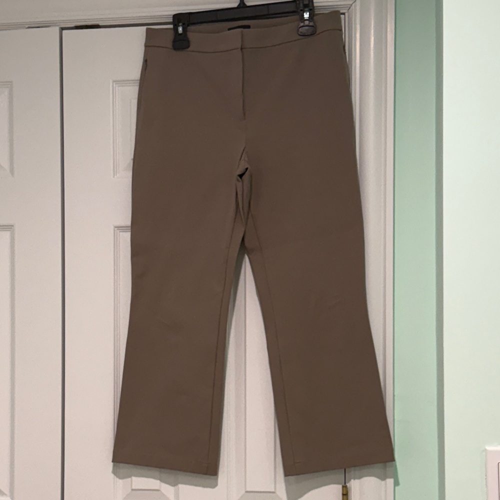 Theory Tan Cropped Kick Flare Pants Size 10